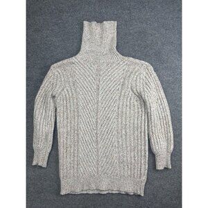 Bohme Sweater Womens Small White Turtleneck Ribbed Knit Pullover Longline Top